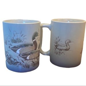 Set of 5 Vintage OTAGIRI Colorful Embossed Ducks Mallards Birds Coffee Tea Mugs